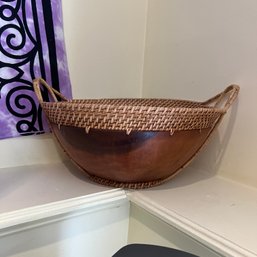 Decorative Woven Wooden Basket With Stones (LL)