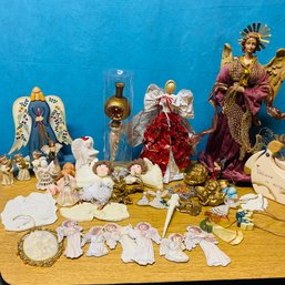 Large Lot Of Angel Christmas Holiday Decorations (basement)