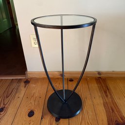 Unique Metal & Glass Side Table/Plant Stand (LR)