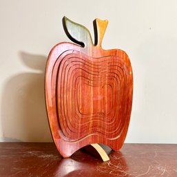 Vintage Collapsible Wooden Apple Bowl Trivet Sculpture - See Notes