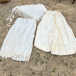 Antique/older Vintage Petticoats And Delicate Lace Shawl With Gloves (LL)