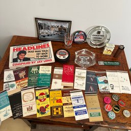 Vintage Collectible Lot Incl. Matchbooks, Bottle Caps, Shot Glass, Ashtrays, & More (HW)