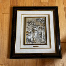 Possibly Coin Or Sterling Silver Framed Art Piece  (LR)