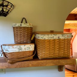 Great Trio Of Fabric Lined Longaberger Baskets (Kitchen)