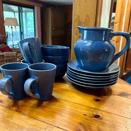 GARCIA Blue Ceramic Dishes, Mugs, And Pitcher, Mixed Sizes And Quantities