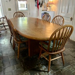 Large Oval Wooden Table With Chairs - See Notes (kitchen)