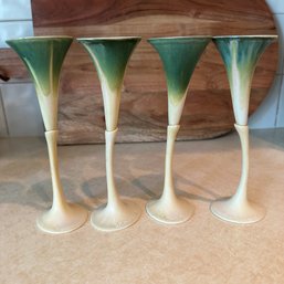 Newman Ceramic Works Set Of Four Beautiful Calla Lily Champagne Flutes (DR)