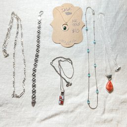 Gold And Sterling Silver Jewelry: Necklaces Plus Once Bracelet (Tote)
