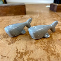 THAR SHE BLOWS! Vintage Ceramic Whale Salt & Pepper Shakers (BR)