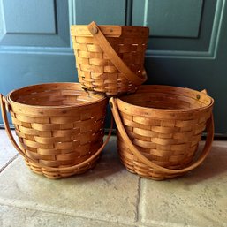 Three Vintage Longaberger Handled Baskets (Kitchen)