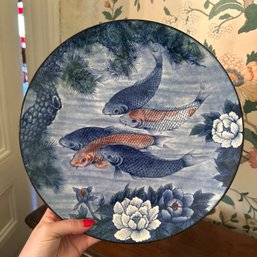 Lovely Painted Koi Decorative Plate (DR)