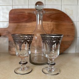 Pair Of Arte Italica Goblets & Decanter (DR)