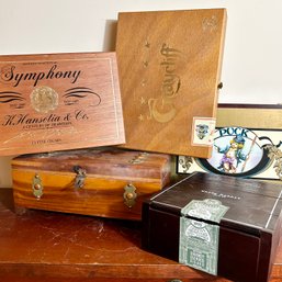 Large Lot Of Vintage Cigar Boxes, Wooden Boxes