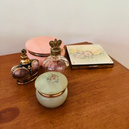 Vintage Vanity Lot: Alabaster Containers, Compact, Perfume Bottles (BR 2)