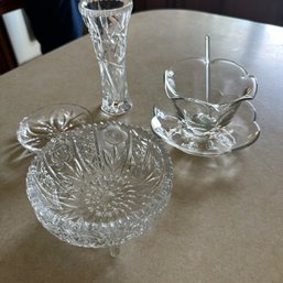 Assorted Vintage Glass Cup & Saucer, Vase, & More (DR)