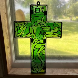 15' Green Stained Glass Cross