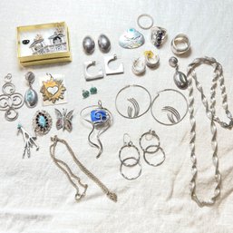 Vintage Sterling Silver Jewelry Lot (Tote)