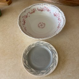 Harker Pottery Plate & Made In Germany Floral Bowl (DR)