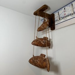 Unique Vintage Hanging Ceramic Fish Sculpture (Bsmt)