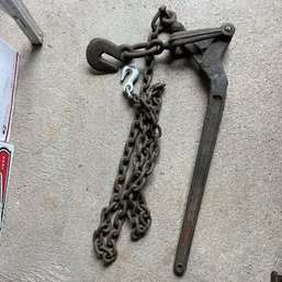 Vintage American Logging Tool Chain And Tool (Garage Right)