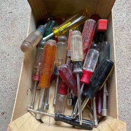 Box Lot Of Assorted Screwdrivers (Garage Right)