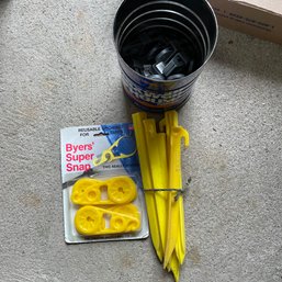Byers' Super Snap, Plastic Stakes, And Tarp Clips (Garage Right)