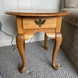 Oak Oval  Side Table With Drawer (Living Room)