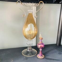 Large Decorative Glass Vase And Perfume Bottle (Pod Shelf)