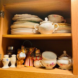 Assorted Cabinet Lot - Mixed China, Salt & Pepper Shakers, Plates And Plate Sets, And More! (Kitchen)
