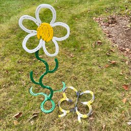 Horseshoe Garden Decor - Standing Flower And Butterfly (Shed)