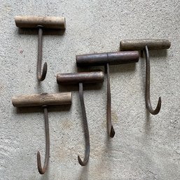 Lot Of Four Vintage Hay Hooks (Garage Right)