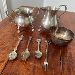 Assorted Vintage Silver Plate & Pewter, Plus Sterling Spoon (HW)