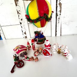 Christmas Bear In Hot Air Balloon & Assorted Ornaments  (OA)