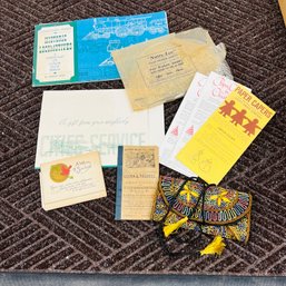 Paper Ephemera And Antique Nashua General Store Account Book, Advertising Prints And Beaded Bag