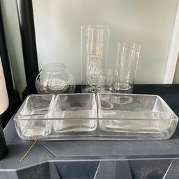 Assorted Decorative Glass Tealight Holders And Glass Trays (Pod Shelf)