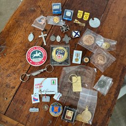 Assorted Vintage Pins, Pendants & Tokens, Some Sterling, Many Post Office Related (HW)