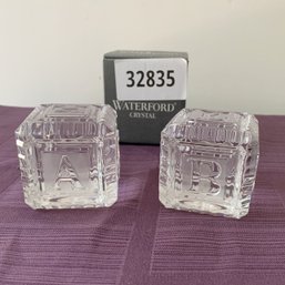 Set Of 2 Waterford Crystal Alphabet Blocks 1 Box