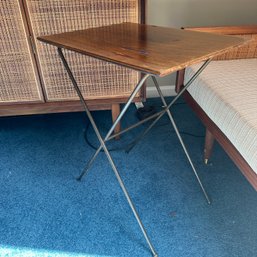 Vintage BAKER Furniture MCM Folding Metal & Wood Table (Attic 3)