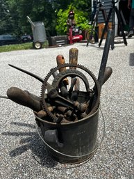 Antique Tin Bucket Of Antique Tools! (Garage)