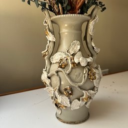 Vintage Ceramic Vase With Birds & Grapevines (Attic 3)