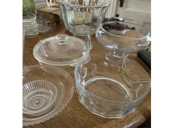 Six Assorted Clear Glass Serving Dishes (Kitchen)