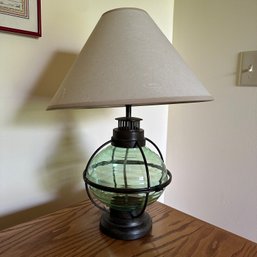 Unique Green Glass Table Lamp (Upstairs Office)