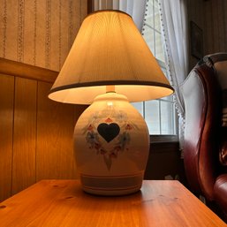 Painted Ceramic Table Lamp, Country Cottage, Farmhouse Style (Den)
