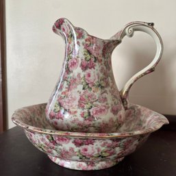 Decorative Floral Pitcher With Bowl By A Special Place (LR)