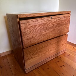 Two Drawer Wooden Filing Cabinet - Top Drawer Needs Work (Upstairs Office)