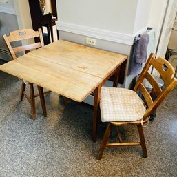 Vintage Wooden Drop-Leaf Dining Table And Chairs (Kitchen)