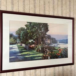 Framed Art Print, Sailboat Harbor Landscape (Den)