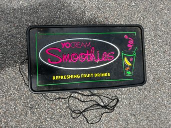 Yocream Smoothies Neon Lighted Electric Sign- Untested (Garage)