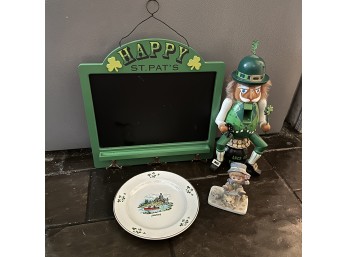 St. Patrick's Day Lot Including Nutcracker & Carrigaline Pottery Plate (DR)