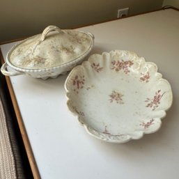 Pair Of Vintage Floral Dishes, Marx & Guntherz Carlsbad And Johnson Bros, England (Attic 3)